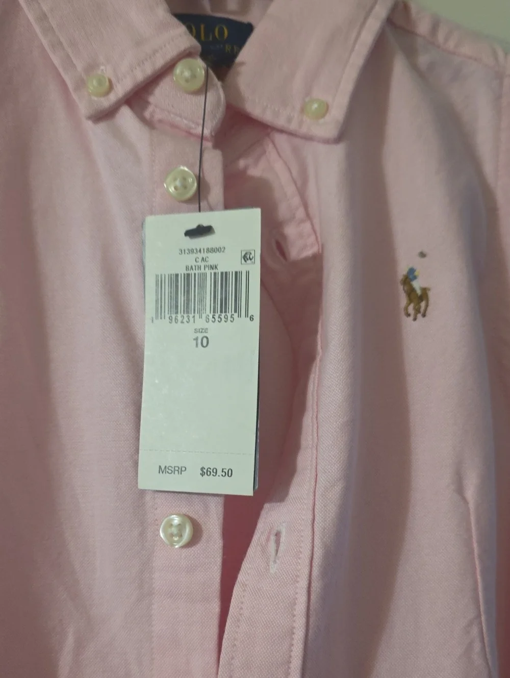 Ralph Lauren Girl's Light Pink Sleeveless Belted Shirt Dress